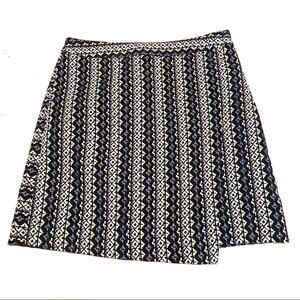 NWT The Limited Striped Black Blue White Mini Wrap Skirt Women's 0